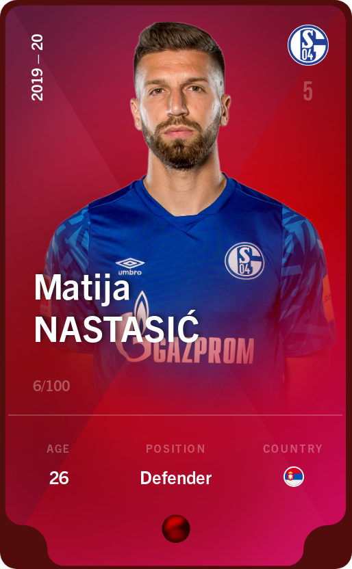 Sorare - Sorare Official - Matija Nastasić 2019-20 • Rare 6/100 - NFT # 84910330788058979015285773480941386517979587945095678879980341448250556596882