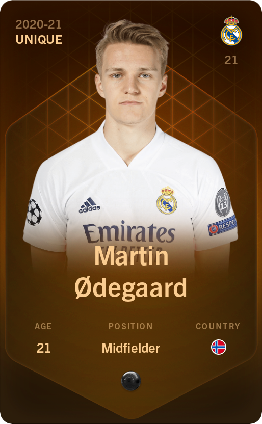 Sorare - Sorare Official - Martin Ødegaard 2020-21 • Unique - NFT # 79199972675842332220614839015586616781345407746799804872758520743404930813907