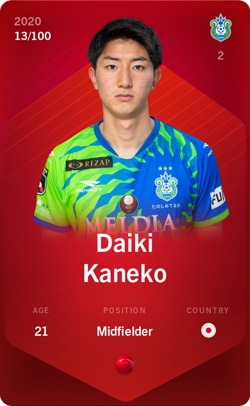 Sorare - Sorare Official - Daiki Kaneko 2020-21 • Rare 13/100 - NFT # 66240909389199773515255973178684908680477643876930270560809784811978740034240