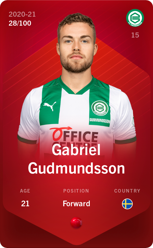 Sorare - Sorare Official - Gabriel Gudmundsson 2020-21 • Rare 28/100 - NFT # 35980306982112350645793048829234068583014420262268365109153478722268204040822