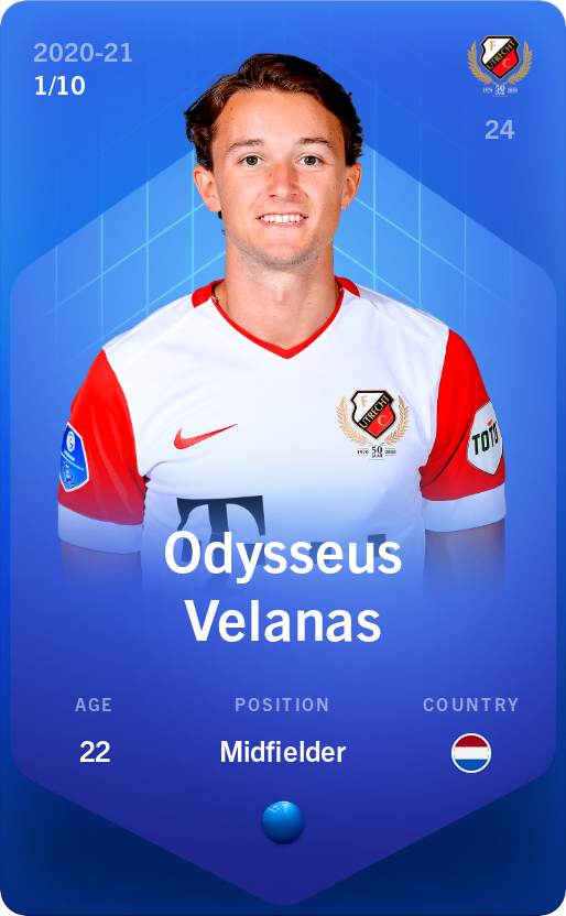 Sorare - Sorare Official - Odysseus Velanas 2020-21 • Super Rare 1/10 - NFT # 31715456991800288628562869100180982467266310721380744554346890477690456421394