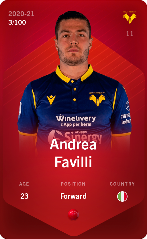 Sorare - Sorare Official - Andrea Favilli 2020-21 • Rare 3/100 - NFT # 61058740400804949286454707445796222655997210456923924092088561158067972307546