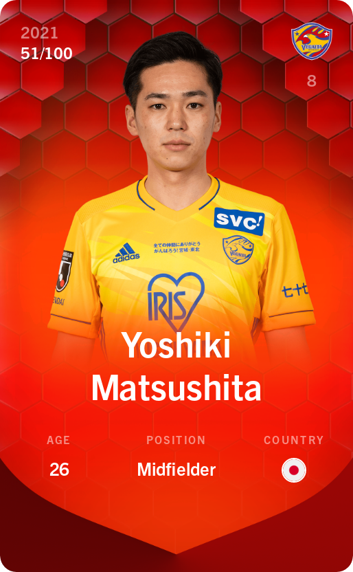 Sorare - Sorare Official - Yoshiki Matsushita 2021-22 • Rare 51/100 - NFT # 66568791305437224855887987726275409168266381991010749224808640305813102221152