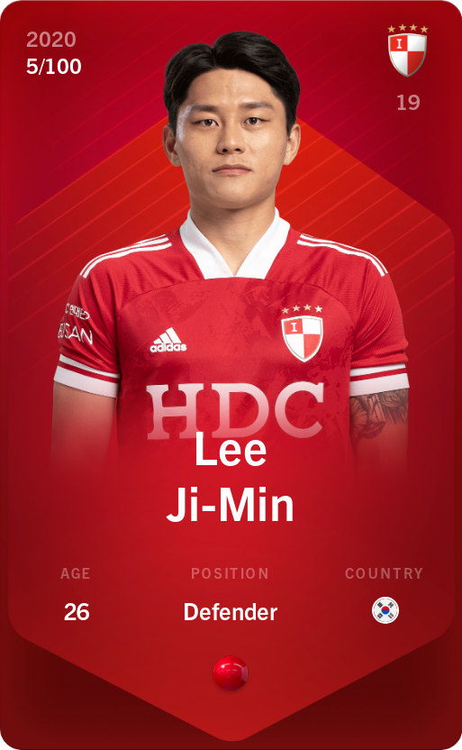 Sorare - Sorare Official - Lee Ji-Min 2020-21 • Rare 5/100 - NFT # 78201875148218433336975622107103438370529551613529097436559272488037415934895