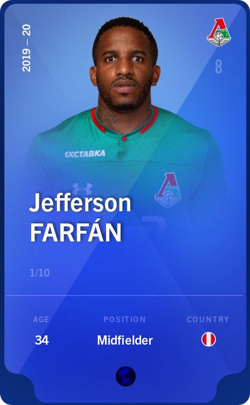 Sorare - Sorare Official - Jefferson Farfán 2019-20 • Super Rare 1/10 - NFT # 72437415962560071923969611338135566494542725347495700762659745527824266876430