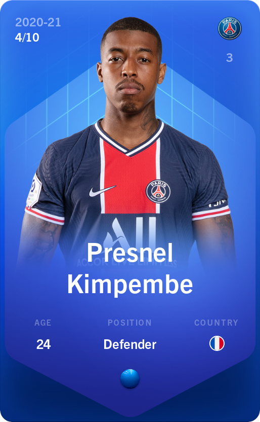 Sorare - Sorare Official - Presnel Kimpembe 2020-21 • Super Rare 4/10 - NFT # 52915549378102208941683561833844286351193963164351004150408124192545234013392