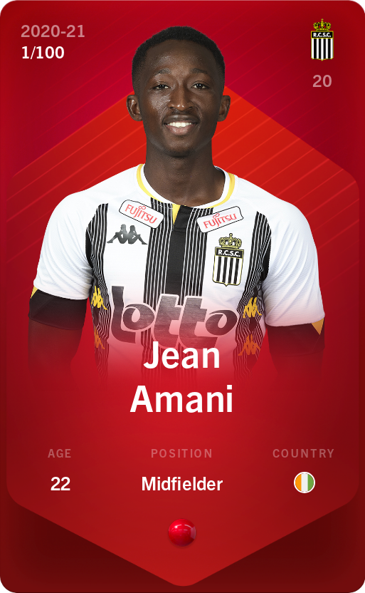Sorare - Sorare Official - Jean Amani 2020-21 • Rare 1/100 - NFT # 91796295824775104686177285246789330905269475360269565848037282577259877632527
