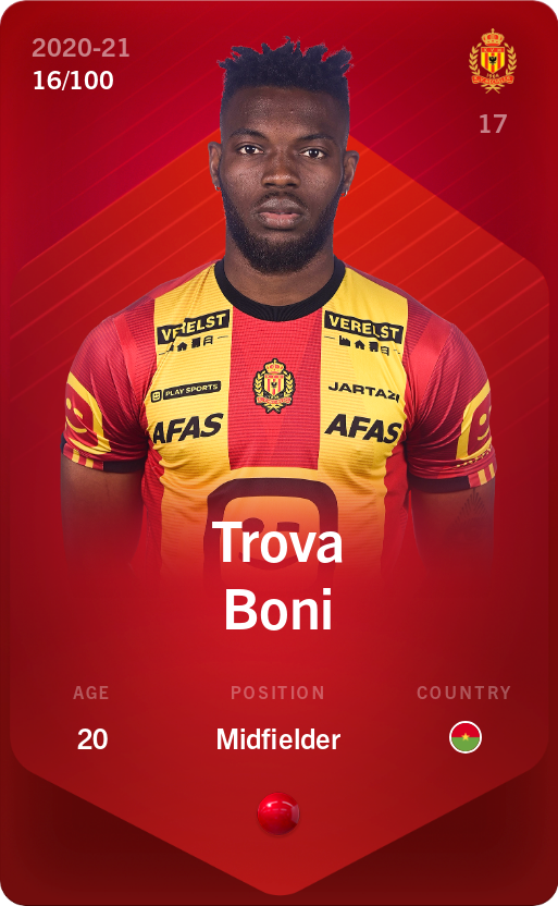 Sorare - Sorare Official - Trova Boni 2020-21 • Rare 16/100 - NFT # 42483923161681555457400178650742101042898479671100368756889644923230797945109