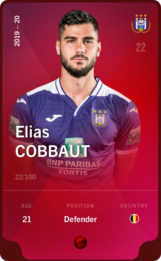 Sorare - Sorare Official - Elias Cobbaut 2019-20 • Rare 22/100 - NFT # 96371257585776995241794538316114522428186607095299500725959469893458668078642