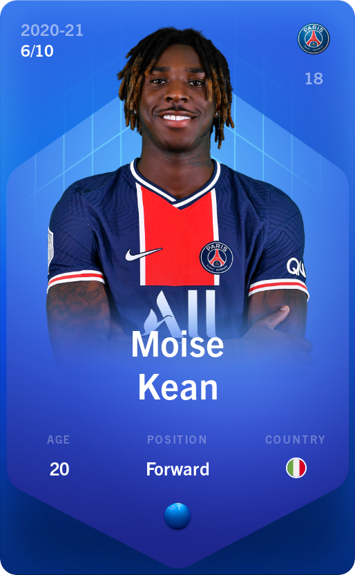 Sorare - Sorare Official - Moise Kean 2020-21 • Super Rare 6/10 - NFT # 72284702217753162514815743548067991013162974188404228309386167035191139493251