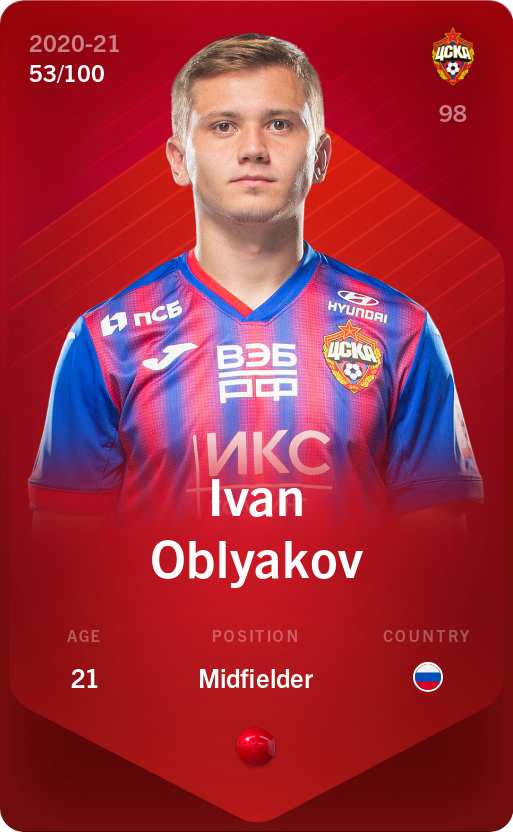 Sorare - Sorare Official - Ivan Oblyakov 2020-21 • Rare 53/100 - NFT # 111448407131230402996307885788318065959238737303366176886543964606198041312586