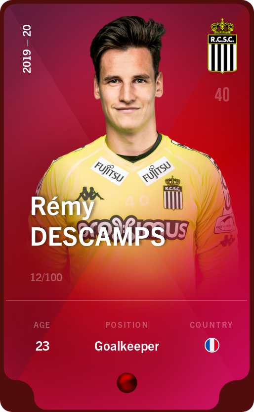 Sorare - Sorare Official - Rémy Descamps 2019-20 • Rare 12/100 - NFT # 63932733266953032448055071759848754660700861984096218416609031387344449935100