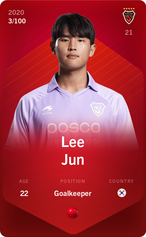 Sorare - Sorare Official - Lee Jun 2020-21 • Rare 3/100 - NFT # 107009945115794989178682570474773243559841475197319137652934616116254283214961