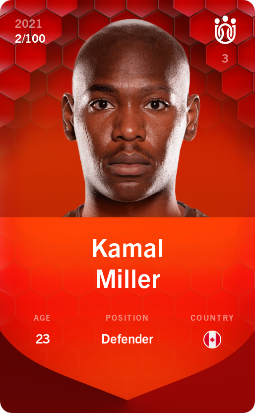 Sorare - Sorare Official - Kamal Miller 2021-22 • Rare 2/100 - NFT # 15029757266180073273106928969246741856291533918061444232303849016743543570726