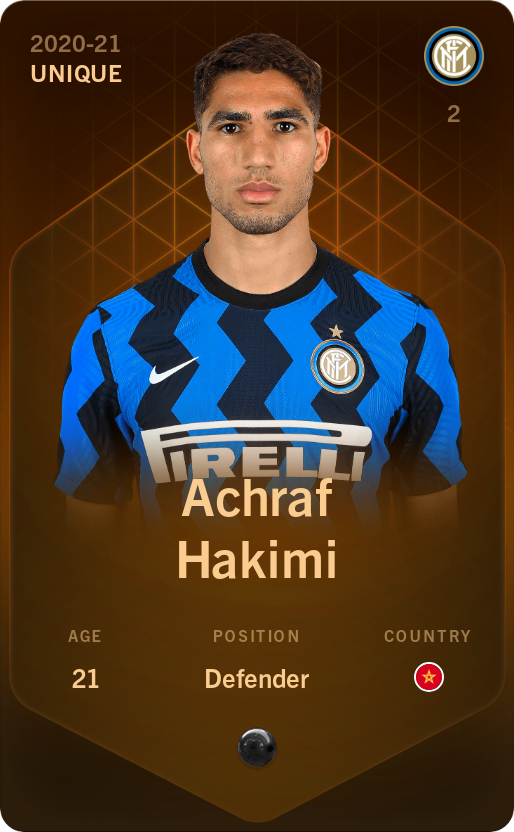 Sorare - Sorare Official - Achraf Hakimi 2020-21 • Unique - NFT # 35854557104038941776433763119664314511773286578659188124435576413332268181553