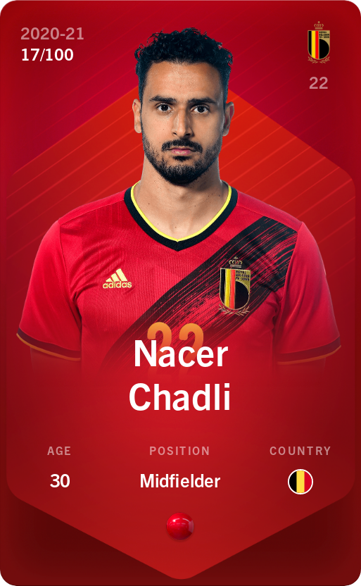 Sorare - Sorare Official - Nacer Chadli 2020-21 • Rare 17/100 - NFT # 92877406856831555312714603391108010316082110436517508719347707508787326008101
