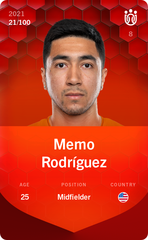 Sorare - Sorare Official - Memo Rodríguez 2021-22 • Rare 21/100 - NFT # 85557910540777929720904822370550237828772075787859165256769461589929677958101