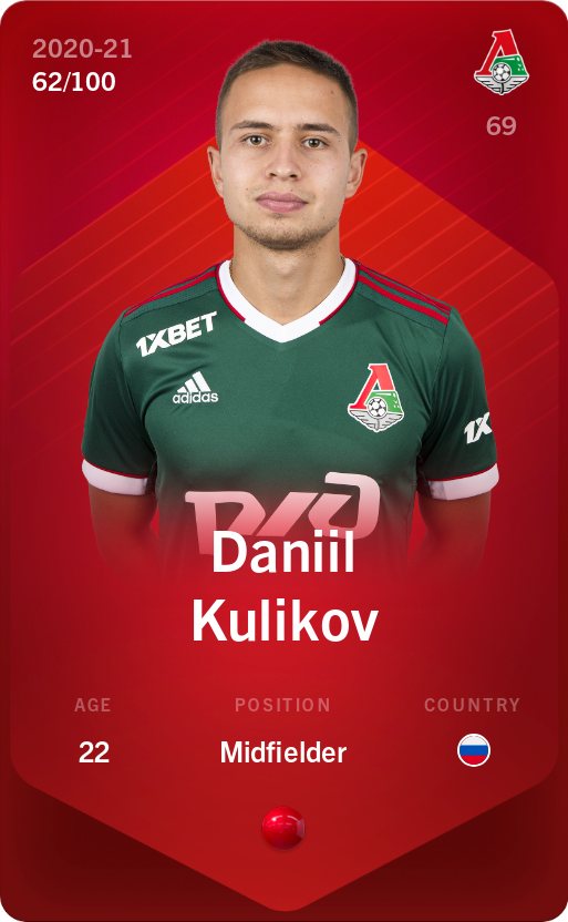 Sorare - Sorare Official - Daniil Kulikov 2020-21 • Rare 62/100 - NFT # 3815656909381797490373598328311418950563841583492836354558677064457777623099