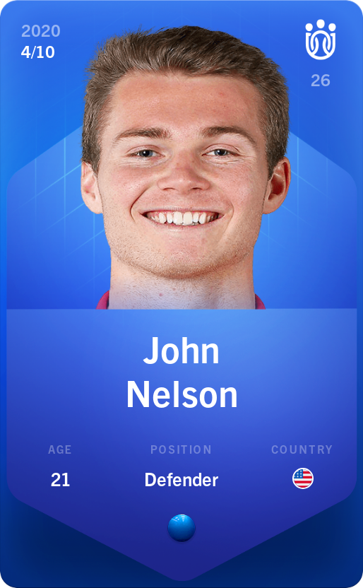 Sorare - Sorare Official - John Nelson 2020-21 • Super Rare 4/10 - NFT # 45083308252851186876012677235950697382826866667514279809281096703205488326184