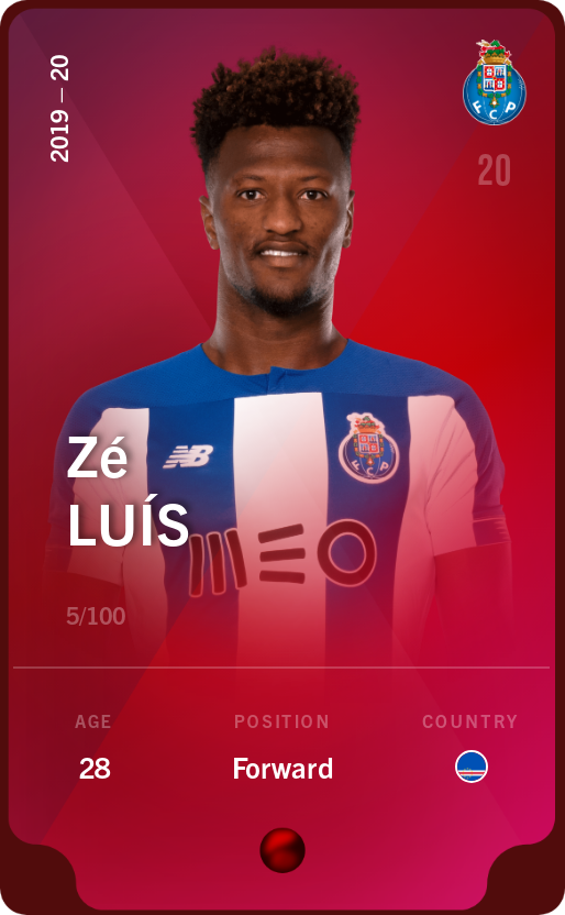 Sorare - Sorare Official - Zé Luís 2019-20 • Rare 5/100 - NFT # 42887665549900862044077889789306568691225492690512607057569327059904713043526