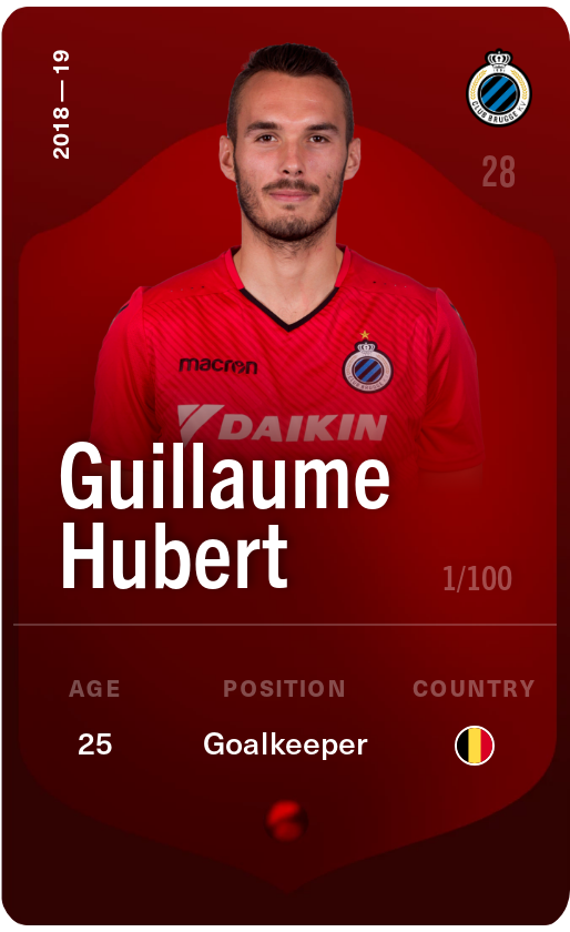 Sorare - Sorare Official - Guillaume Hubert 2018-19 • Rare 1/100 - NFT # 10159960413999029571415454298303709794129675868226463209806339035329062896362