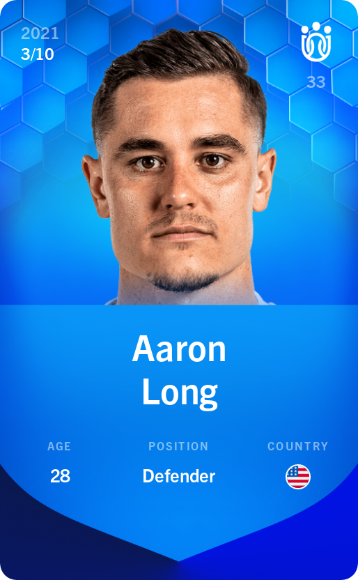 Sorare - Sorare Official - Aaron Long 2021-22 • Super Rare 3/10 - NFT # 63781740118585243138339007944580637771452449885774617111636441065389631375405