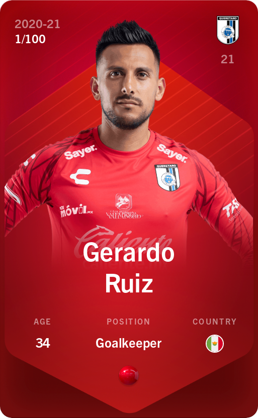 Sorare - Sorare Official - Gerardo Ruiz 2020-21 • Rare 1/100 - NFT # 73727512459094454209658120987418921282905655904051720072717697499043245904950