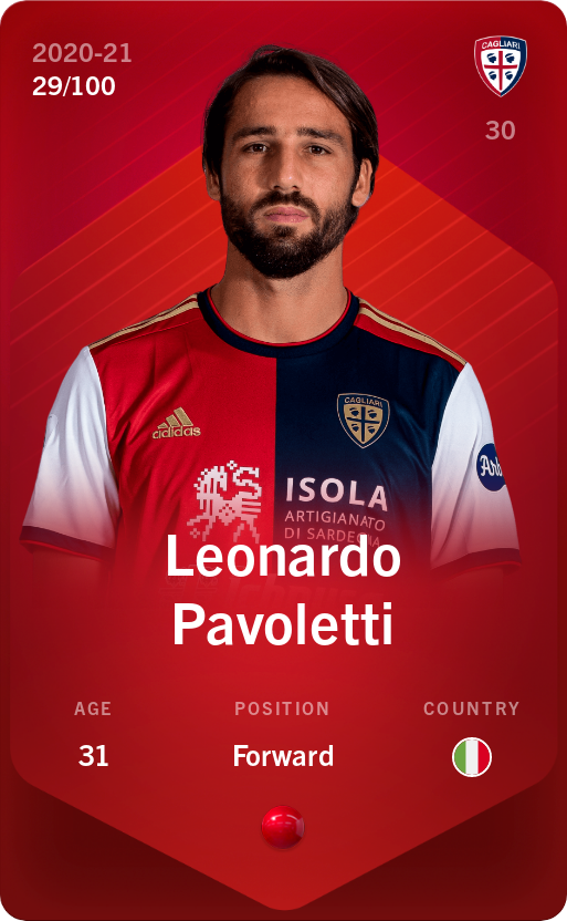 Sorare - Sorare Official - Leonardo Pavoletti 2020-21 • Rare 29/100 - NFT # 19902767635916240683707256141370080189332872841133454246919596851938756464309