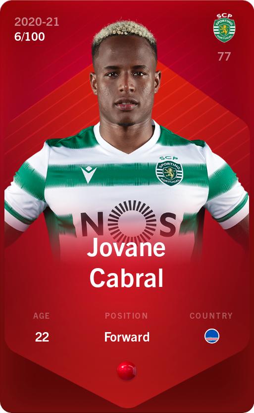 Sorare - Sorare Official - Jovane Cabral 2020-21 • Rare 6/100 - NFT # 109683435637614956300348135730914112815618727928175416846234972874245615130661