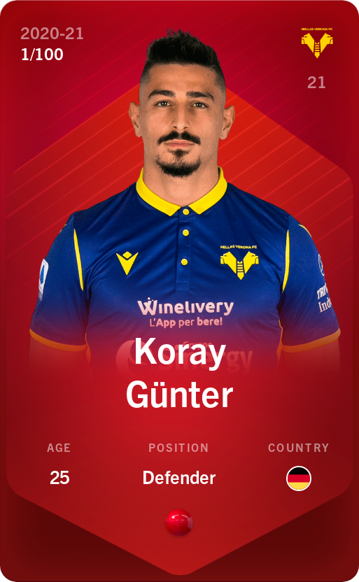 Sorare - Sorare Official - Koray Günter 2020-21 • Rare 1/100 - NFT # 21603196829958573256977066561238420764681674451114944713305081336162162967875