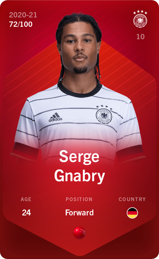 Sorare - Sorare Official - Serge Gnabry 2020-21 • Rare 72/100 - NFT # 56578353142205164452199150694846510879365846539633273178417198754176064713733