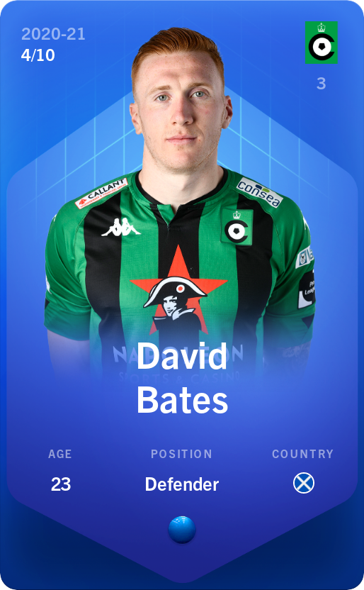 Sorare - Sorare Official - David Bates 2020-21 • Super Rare 4/10 - NFT # 102726207043023865113209512894796476773448931676663141281006279209611350118310