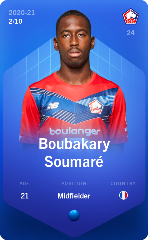 Sorare - Sorare Official - Boubakary Soumaré 2020-21 • Super Rare 2/10 - NFT # 64024365850136276678526159870729056802710639051207378929899676583089739046435