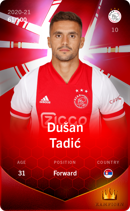 Sorare - Sorare Official - Dušan Tadić 2020-21 • Rare 61/100 - NFT # 5079382331702923944131150415008869489271693486425273416653338891355300447896