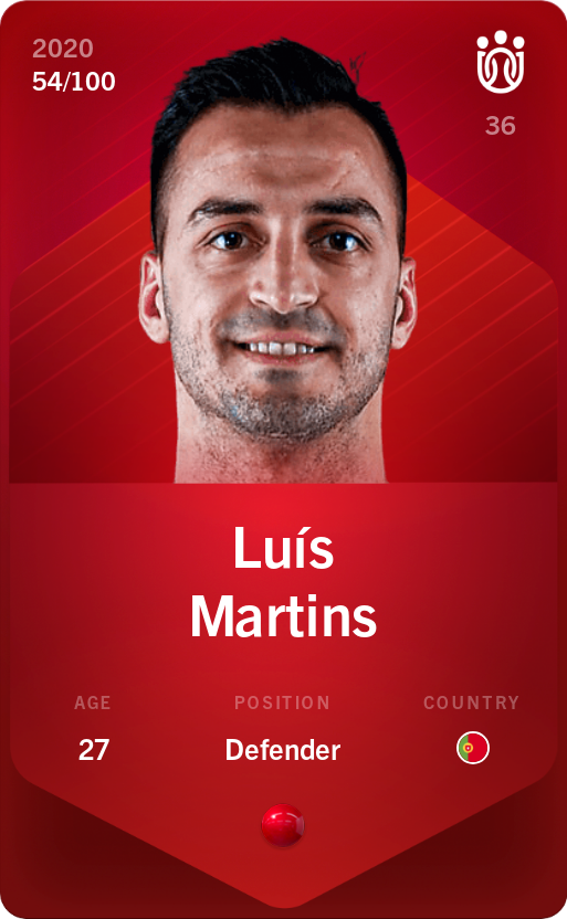 Sorare - Sorare Official - Luís Martins 2020-21 • Rare 54/100 - NFT # 71813161349389094537622674283396178302968495967893392041249078920239662448433