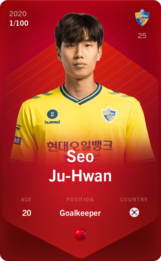 Sorare - Sorare Official - Seo Ju-Hwan 2020-21 • Rare 1/100 - NFT # 70481466262420514464239656580538870701864848709766564340104995701126444448452