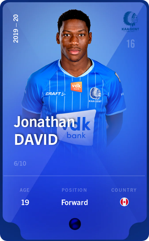 Sorare - Sorare Official - Jonathan David 2019-20 • Super Rare 6/10 - NFT # 78394649321704748775616022634919610278421186986101641847572711185001709022678