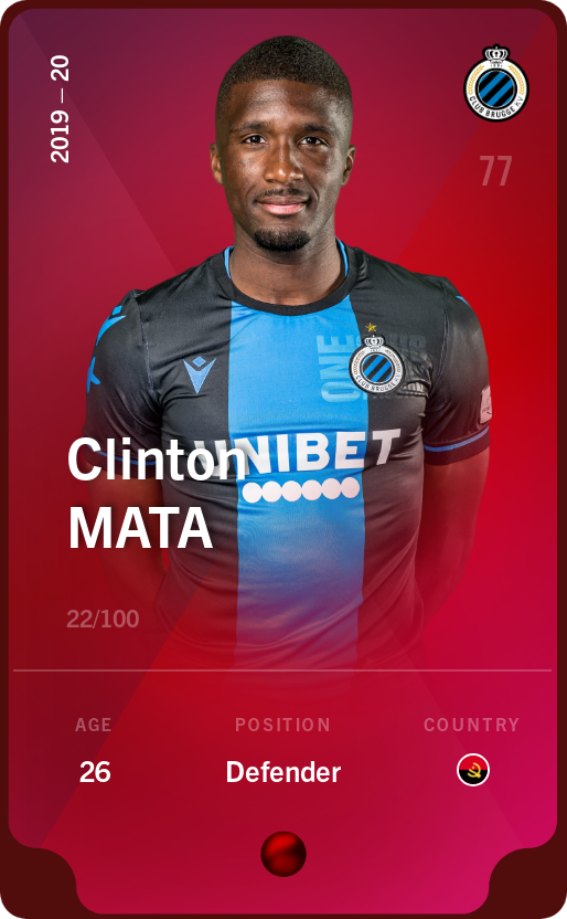Sorare - Sorare Official - Clinton Mata 2019-20 • Rare 22/100 - NFT # 58576757081837577762804748609140728233372258401124681795079791143108256784967