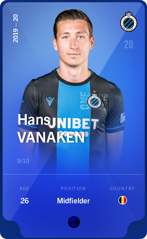 Sorare - Sorare Official - Hans Vanaken 2019-20 • Super Rare 9/10 - NFT # 104355487342170132504132052397455008053922769838082988812725353400757720704380