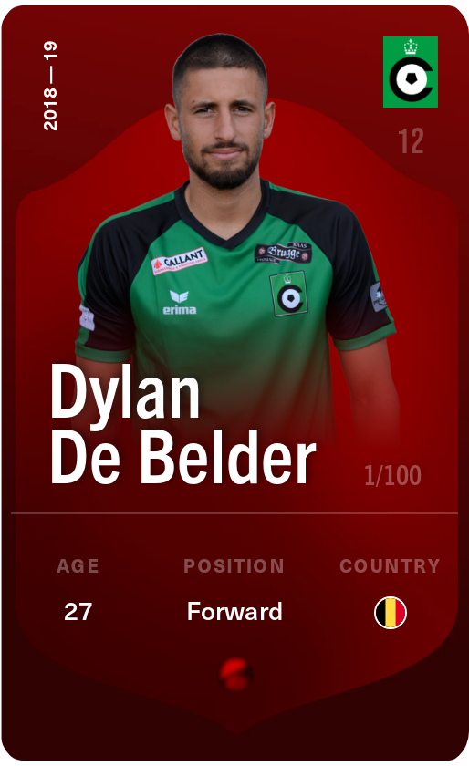 Sorare - Sorare Official - Dylan De Belder 2018-19 • Rare 1/100 - NFT # 40972421670859994415983739480658477281615056866915555347433266581706148291504