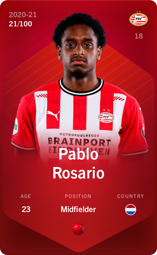 Sorare - Sorare Official - Pablo Rosario 2020-21 • Rare 21/100 - NFT # 4257019168276543999364598174079228647524806876641840879372933824698812614946