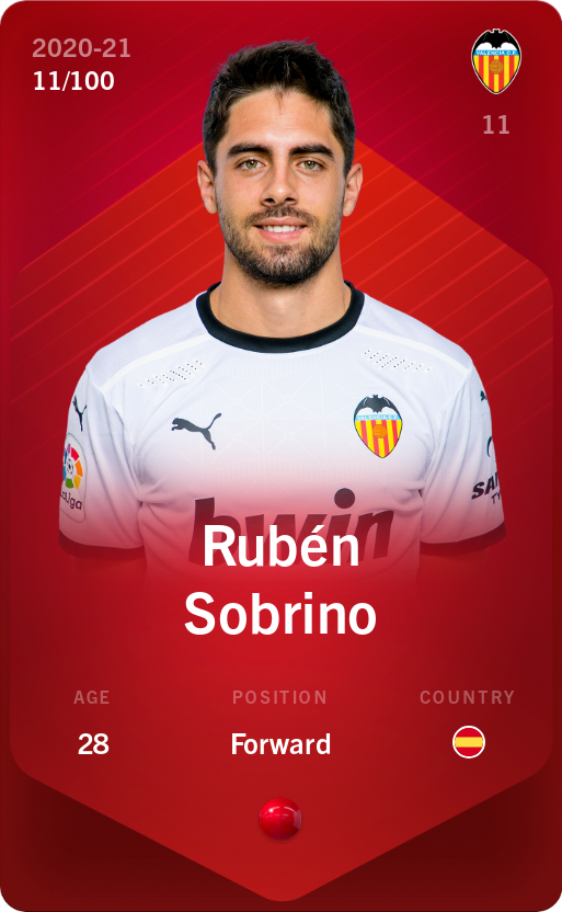 Sorare - Sorare Official - Rubén Sobrino 2020-21 • Rare 11/100 - NFT # 36247817881653855092754239670856941181846324237423358274897713265045466306478