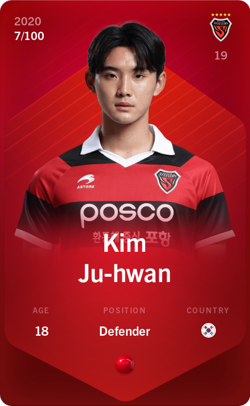 Sorare - Sorare Official - Kim Ju-hwan 2020-21 • Rare 7/100 - NFT # 22033290448650190005402230850886222307542389818050769949354350166043948115168