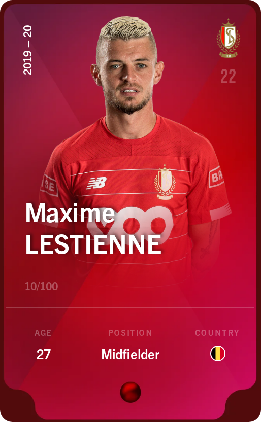 Sorare - Sorare Official - Maxime Lestienne 2019-20 • Rare 10/100 - NFT # 14268684168311143000261234484913874859331378605910616204805216978458397415230