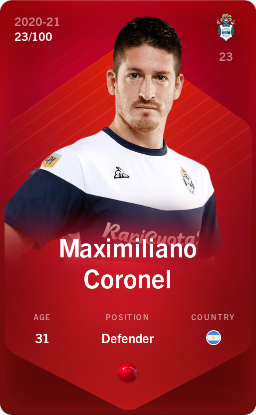 Sorare - Sorare Official - Maximiliano Coronel 2020-21 • Rare 23/100 - NFT # 83653016976639776168458939953153171152397275305803810399651038348394563970378