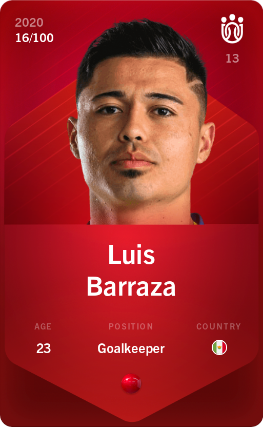 Sorare - Sorare Official - Luis Barraza 2020-21 • Rare 16/100 - NFT # 110153259509296800122063443828080725199549653780948018160306655772035569360907
