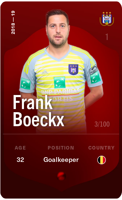 Sorare - Sorare Official - Frank Boeckx 2018-19 • Rare 3/100 - NFT # 80747201849112505078258329329659694657396162975374749536769327882654418144120