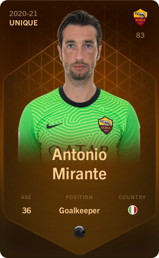 Sorare - Sorare Official - Antonio Mirante 2020-21 • Unique - NFT # 73720881667304510178189137024890881130861424464142507617422334336769839204503