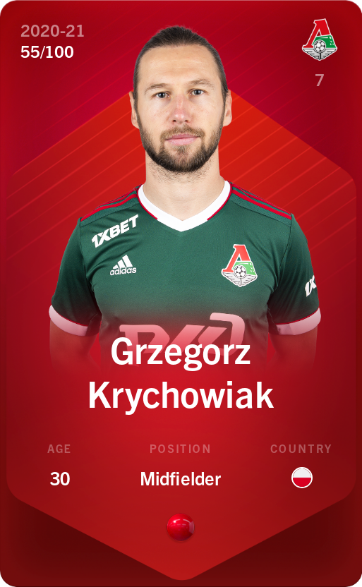 Sorare - Sorare Official - Grzegorz Krychowiak 2020-21 • Rare 55/100 - NFT # 100856177856990696667326399176080204889909763382119588012668772109663951815495