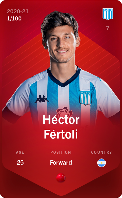 Sorare - Sorare Official - Héctor Fértoli 2020-21 • Rare 1/100 - NFT # 103556742496723766689774105751187116811915651586249116897653150919928508927633